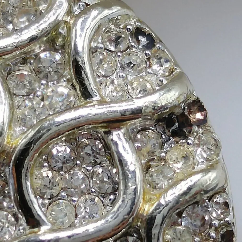 Vintage Kramer Rhinestone Brooch, Figure 8 Design, Missing Stones, Repair Pin